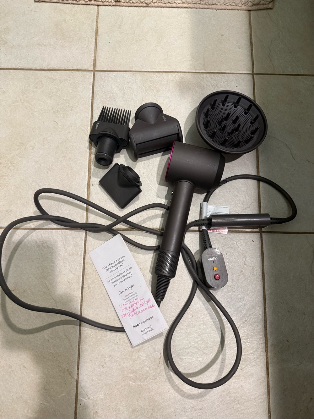 Dyson Supersonic Hair Dryer in Charcoal with Pink Accent
